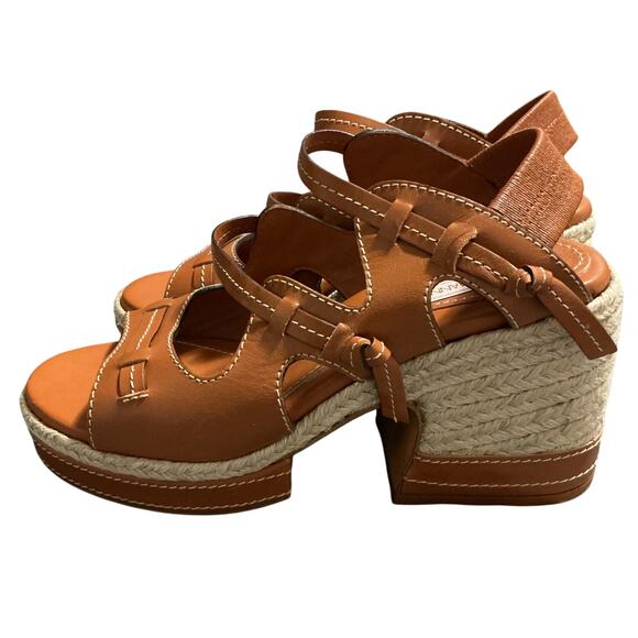 Zimmermann Tan Espadrille Leather Platform Sandals 38 US 7.5 Elastic Back - Picture 7 of 12